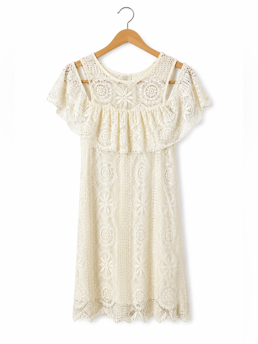 Miami Ivory Lace Off Shoulder Dress NWT Small Boho Crochet Bridal Shower Cottage